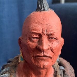 VTG Daniel Monfort Signed Ceramic 7.5" Sculpture Bust Chief Black Hawk 1980